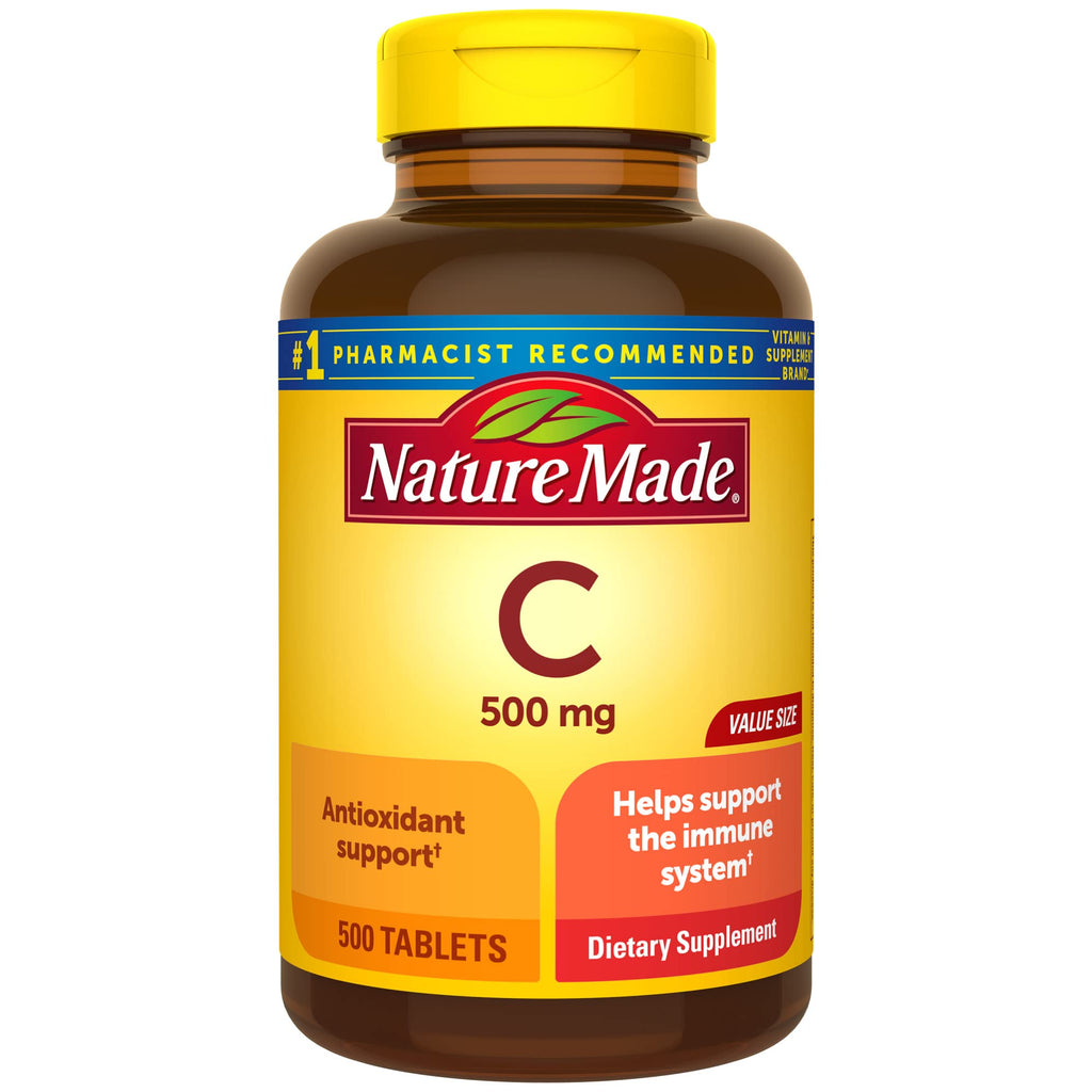 Nature Made Vitamin C 500 mg Tablets for Daily Immune Support, 100 Count | Adult Vitamin C Tablets for Immune Support and Antioxidant Support, 100 Day Supply