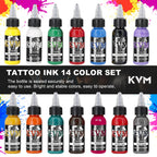 KVM Tattoo Ink Set 14 Pcs Colors 1oz (30ml) /BottleTattoo Supply