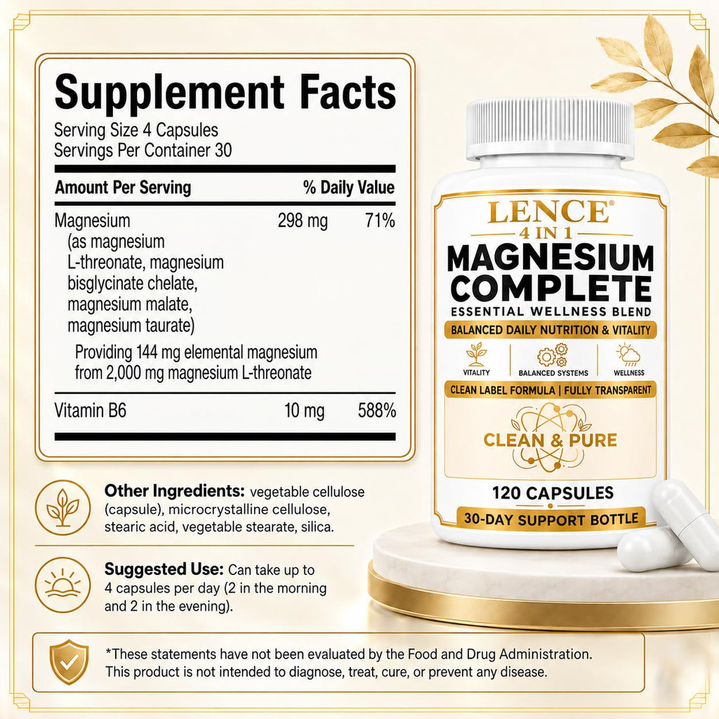 4-in-1 Magnesium Complete, 4-in-1 Formula Magnesium, 120 caps