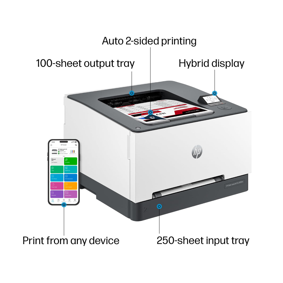 HP Color Laserjet Pro 3201dw Wireless Color Laser Printer, Office Printer, Duplex, Best for Office (499Q9F)
