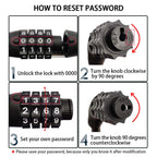 Revelook 4 Digit 3 Feet Long Bike Lock Cable Combination, Resettable Anti Theft Bicycle Lock for Electric Scooter
