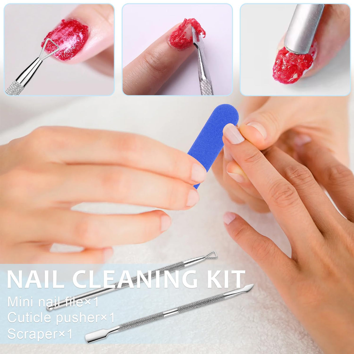 Gel Polish Remover 15ml, Easy Gel Remover with Cuticle Oil 4-Way Nail File