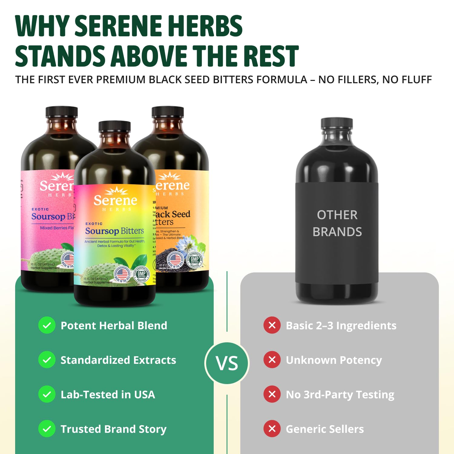 Serene Herbs Soursop Bitters Liquid & Black Seed Bundle – Organic Herbal Guanabana for Digestive Support & Immune Health – Vegan, Non-GMO – 32 oz (16 oz Each), (3 Pack)