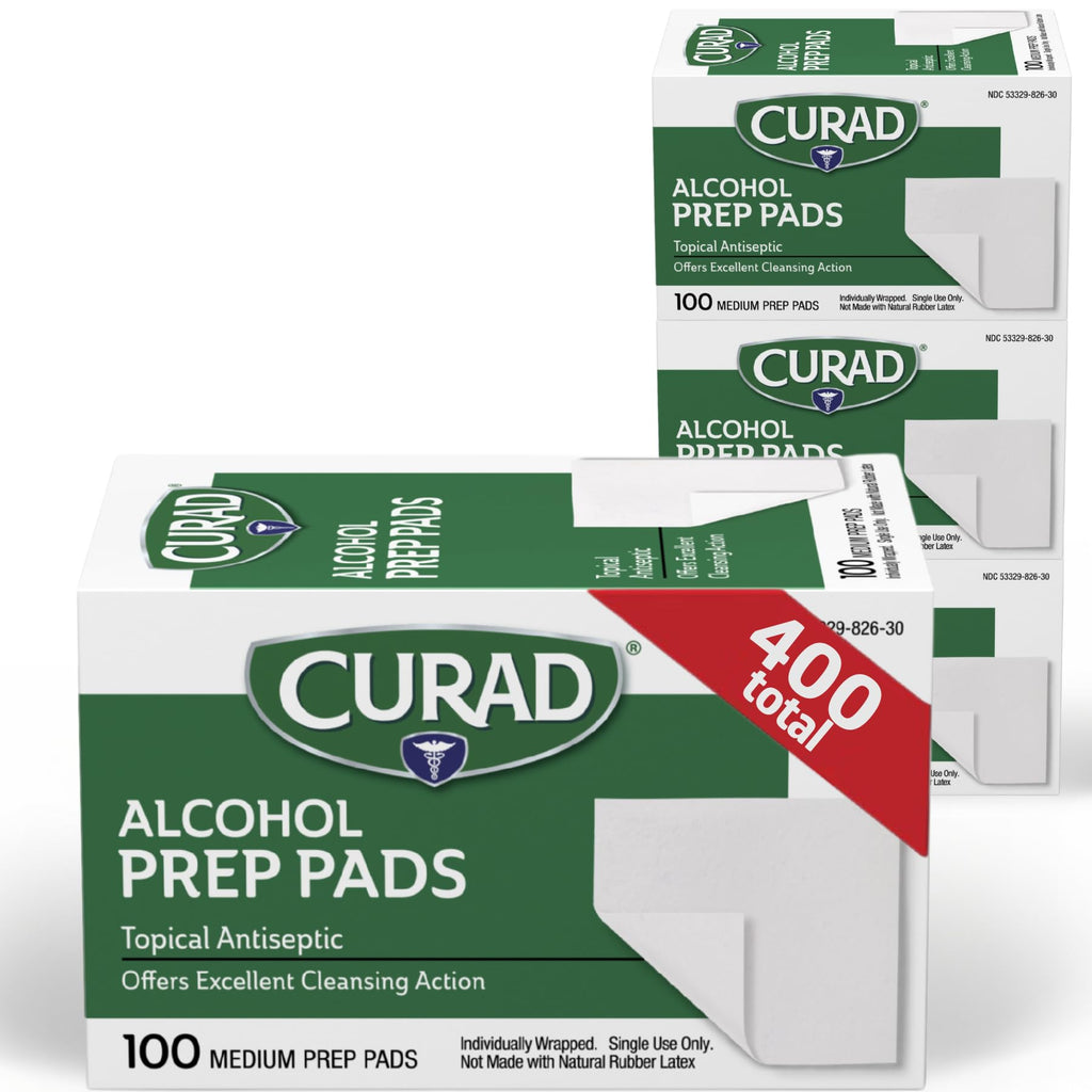 CURAD Alcohol Prep Pads, 400 Count, Medium 70% Isopropyl Alcohol Wipes, Individually Wrapped, First Aid Alcohol Swabs for Cuts & Scrapes, Medical Alcohol Pads