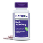 Natrol Biotin 10000mcg, for Healthy Hair, Skin & Nails, 200 Tablets | Support Healthy Hair, Skin and Nails for Those Low in Biotin, Support Healthy Carbohydrate, Fat & Protein Metabolism