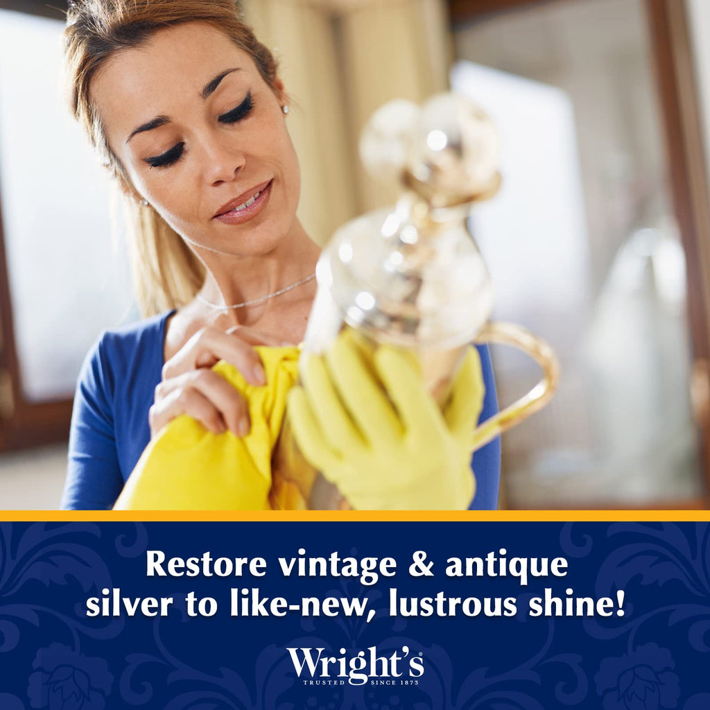 Wright's Silver Cleaner and Polish Cream, 8 Ounce, Gently Clean and Remove Tarnish for Jewelry, Pewter, and Sliver Without Scratching, Ammonia Free