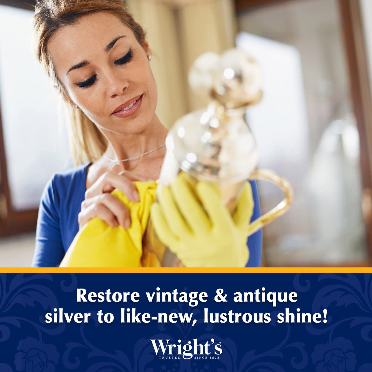 Wright's Silver Cleaner and Polish Cream, 8 Ounce, Gently Clean and Remove Tarnish for Jewelry, Pewter, and Sliver Without Scratching, Ammonia Free