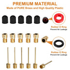 6 Pack Presta-Schrader Valve Adapter Set w/Valve Caps & Ball Pump Needles