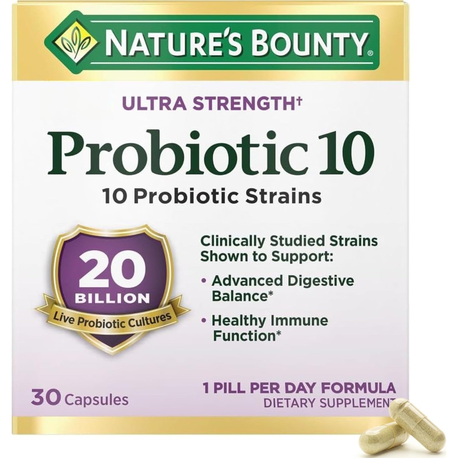 Nature's Bounty Probiotic 10 Daily Probiotic Supplement, 30 Capsules