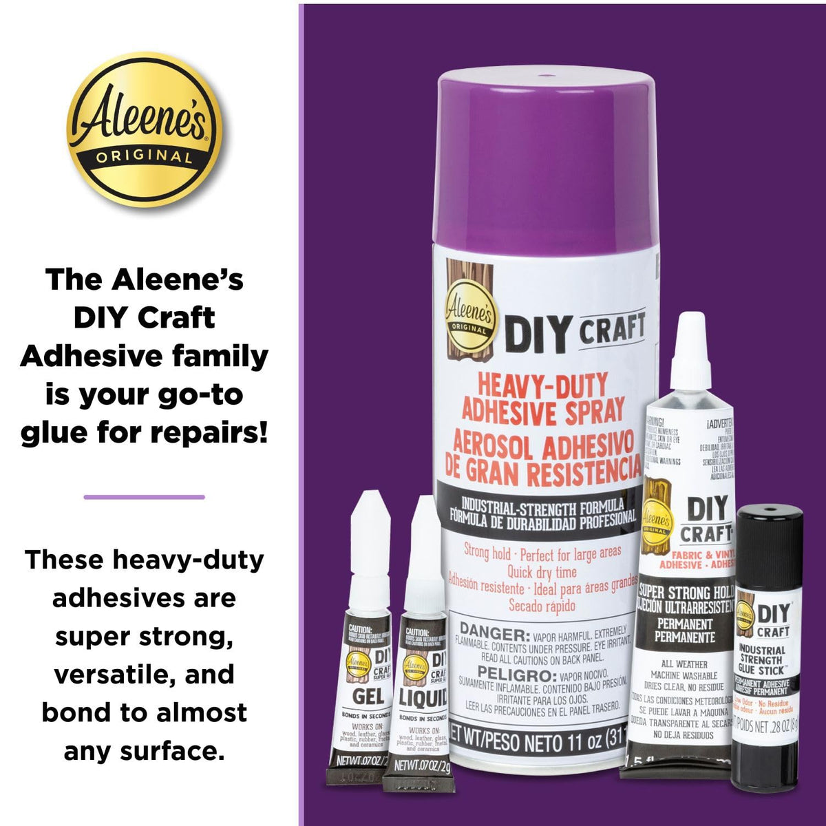 Aleene's DIY Craft Industrial-Strength Glue Sticks, Permanent Bond for Easy Repair, 2 Pack