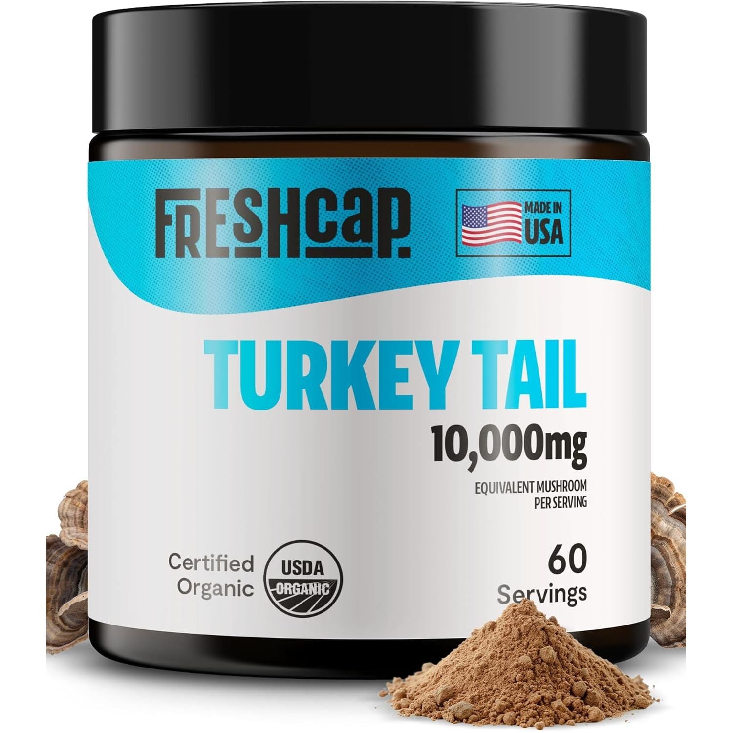 Buy now FreshCap Mushrooms Lions Mane Supplement Powder 14,000mg - Lions Mane Extract, Mushroom Supplement for Focus & Memory, Organic Lions Mane Powder (60 Servings) 60 Servings Turkey Tail at indiglob india