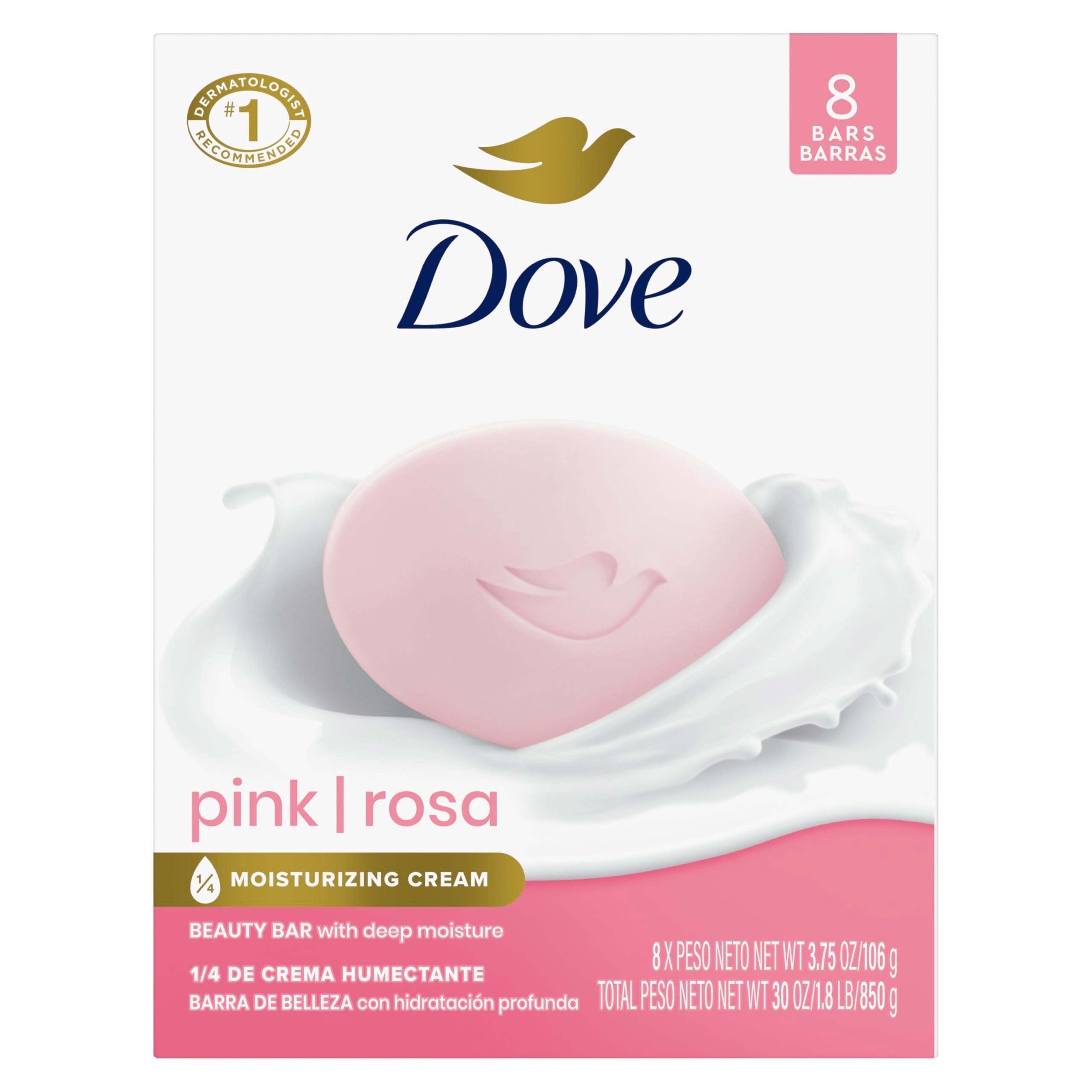 Buy now Dove Beauty Bar Soap Original 24 Count for Soft, Smooth Skin, with 1/4 Moisturizing Cream 3.75 oz 3.75 Ounce (Pack of 8) Pink Rosa at indiglob india