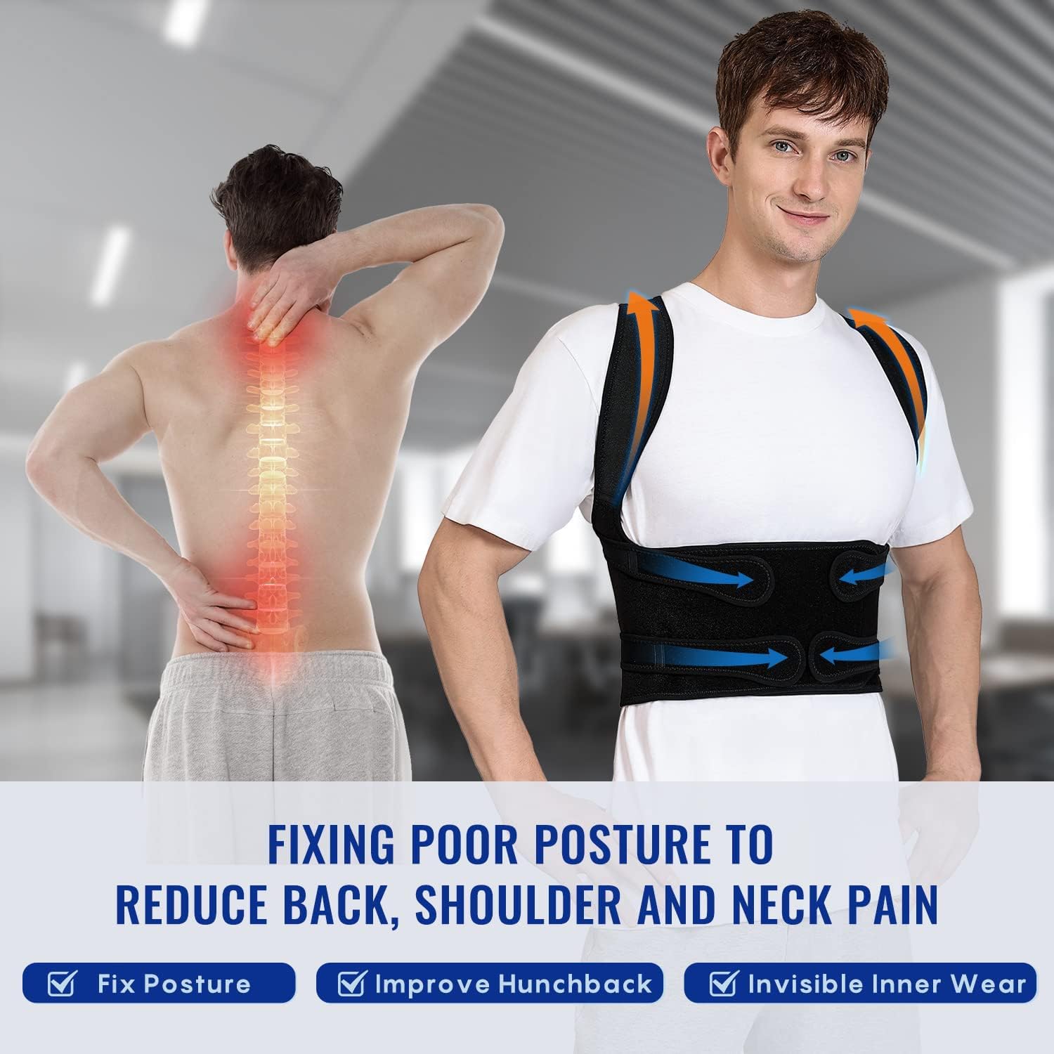 Buy now Posture Corrector for Women and Men, Adjustable Back Brace & Straightener for Scoliosis - Hunchback Correction - Back Pain/Spine Corrector/Back Support and Posture Trainer (Small) at indiglob india