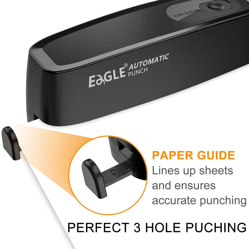 Eagle Electric 3-Hole Punch, 20-Sheet Capacity for 3-Ring Binders, Black