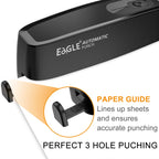 Eagle Electric 3-Hole Punch, 20-Sheet Capacity for 3-Ring Binders, Black
