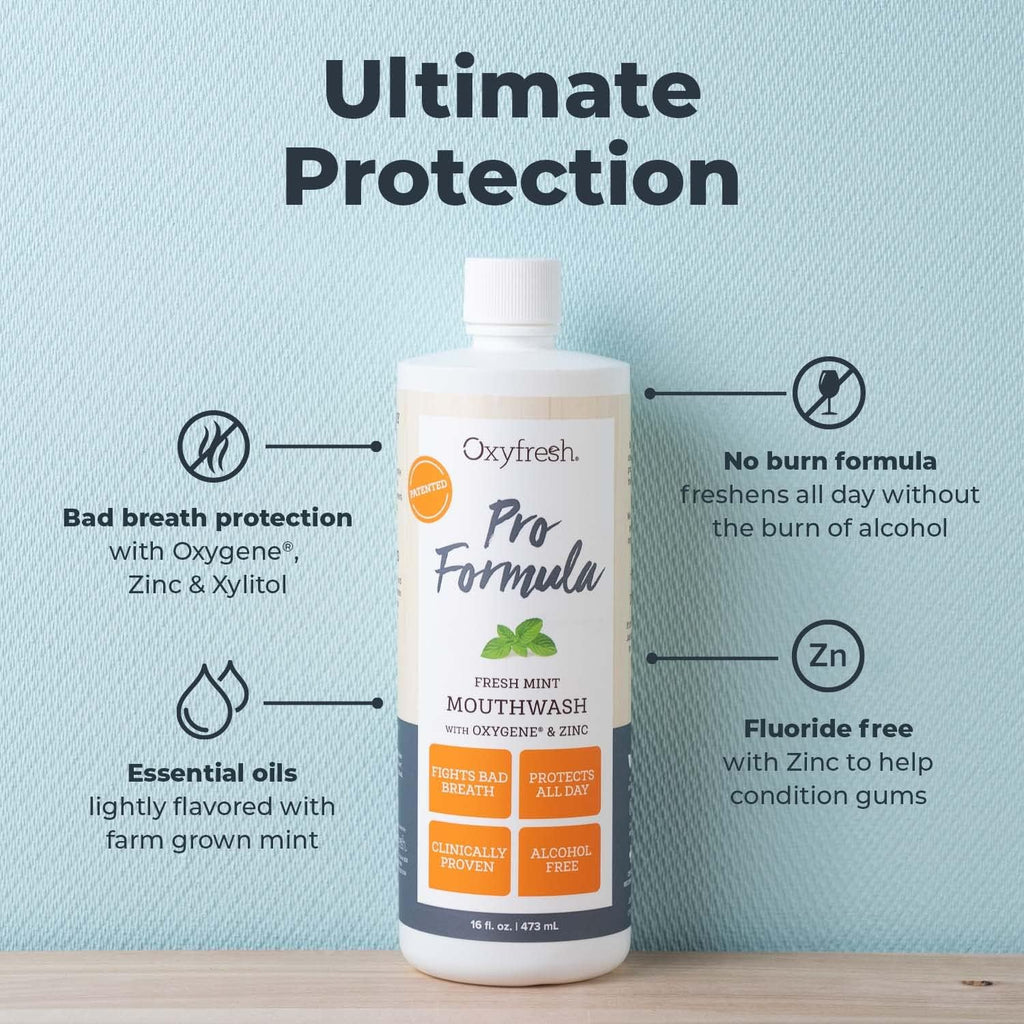 Buy now Oxyfresh Premium Pro Formula Fresh Mint Mouthwash â€“ Patented Zinc Mouthrinse for All Day Fresh Breath & Healthy Gums â€“ Refreshing & Alcohol Free Mouthwash | 16oz at indiglob india