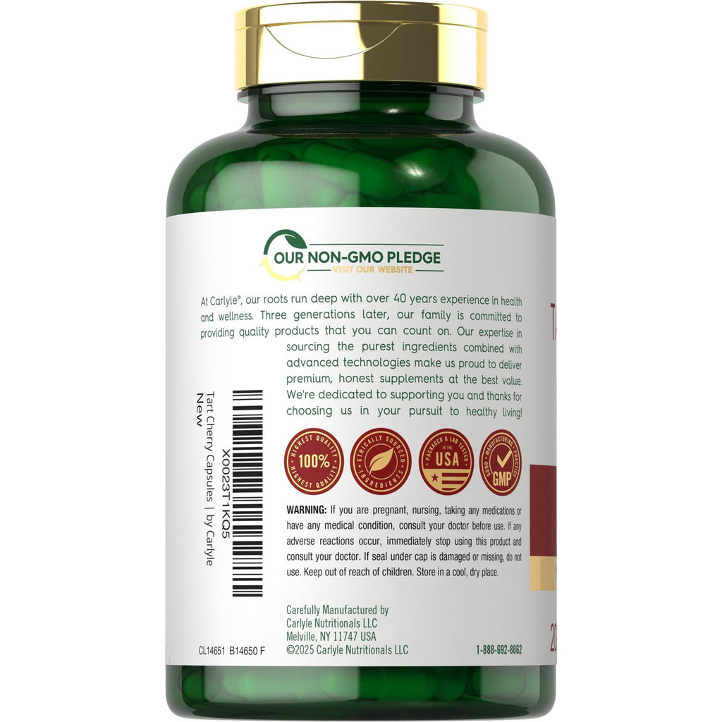 Carlyle Tart Cherry Capsules | 200 Pills | Max Potency | Non-GMO, Gluten Free | Tart Cherry Juice Extract