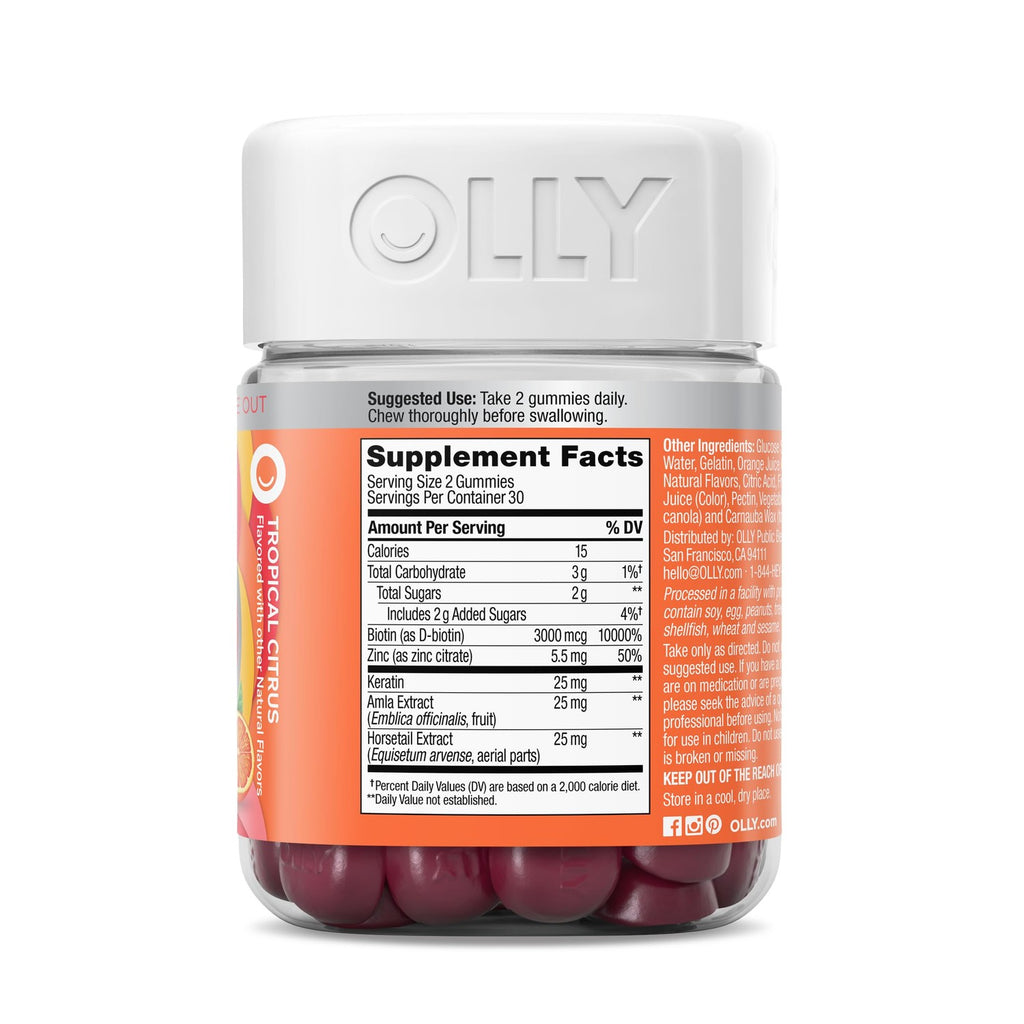 OLLY Heavenly Hair, Supports Healthy Hair,* Keratin, Biotin - 60 Count