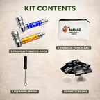 2pc Traditional Tobacco Pipe Kit – 3" Classic Pipes with Cleaner Tool, Pipe Screens & Storage Pouch - Smoking Pipe Accessories Kit
