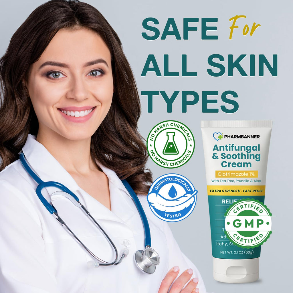 Antifungal Cream for Jock Itch, Ringworm, Psoriasis & Athlete’s Foot – Extra Strength Relief for Itchy, Burning Skin – Fast-Acting Formula for Tinea Cruris, Tinea Versicolor & Skin Irritations