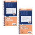 Adams Phone Message Book, 5.25 x 11 Inch, Spiral Bound, 2-Part, Carbonless, 4 Messages per Page, 400 Sets, 2-Pack, White and Canary (S1154-2D)