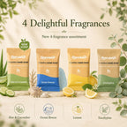Premium imported Flowcheer Foaming Hand Soap refill packets in 4 delightful scents: Aloe & Cucumber, Ocean Breeze, Lemon, Eucalyptus.