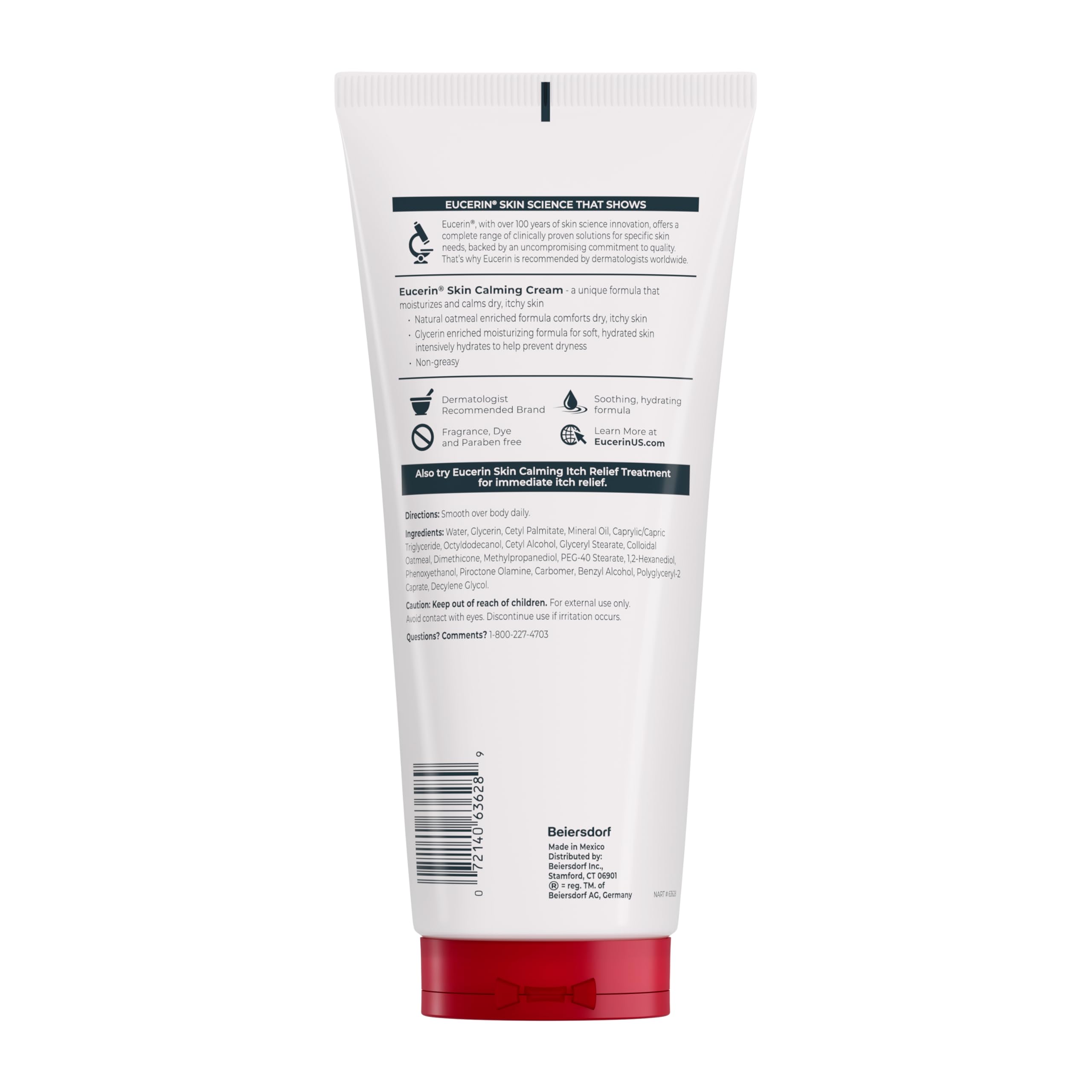Eucerin Skin Calming Cream with Natural Oatmeal and Glycerin, 14 OZ | Body Cream Enriched with Natural Oatmeal and Glycerin, Calms and Helps Prevent Dry, Itchy Skin, Fragrance Free