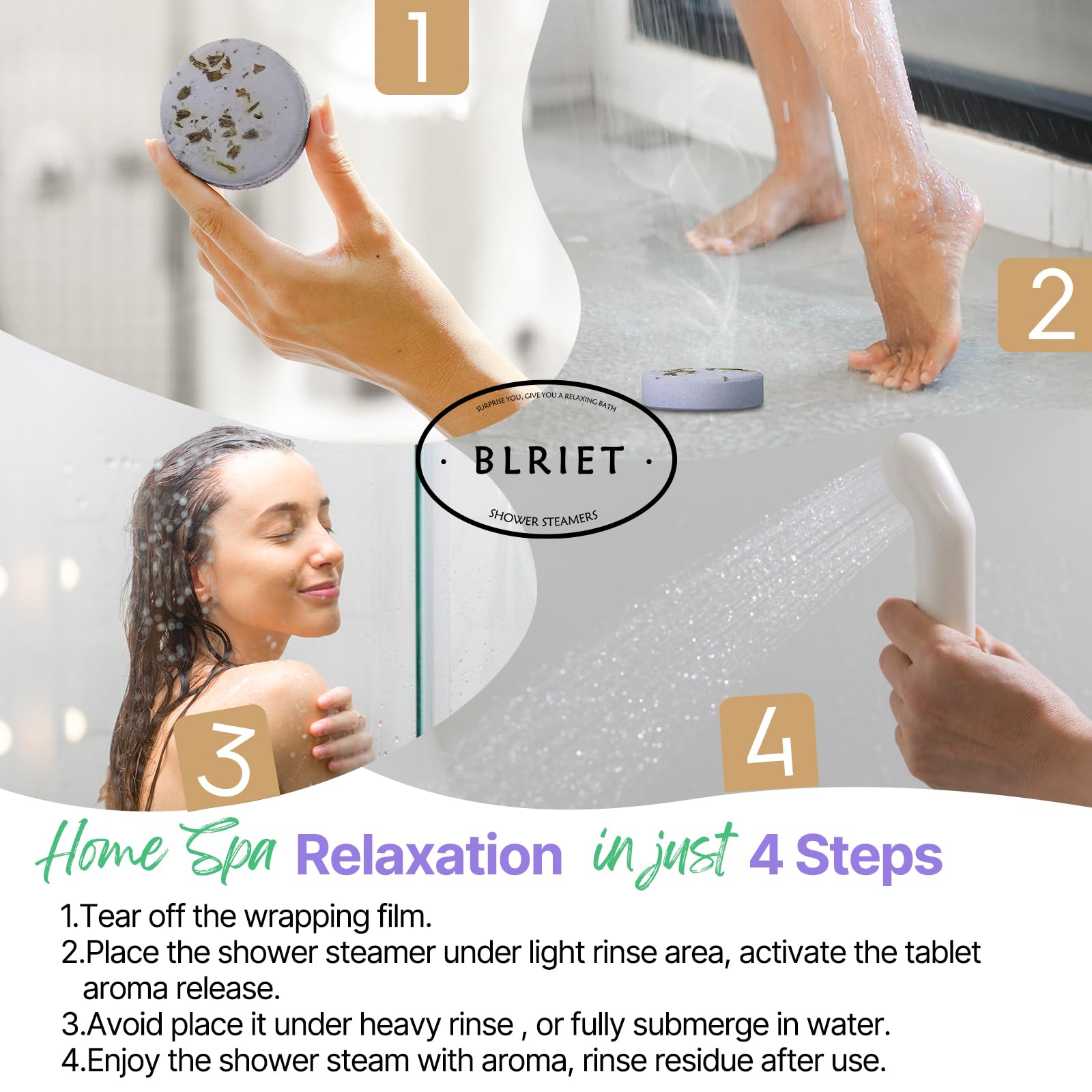 Shower Steamers Aromatherapy Blriet Gifts for Women, Teen Girls, Wife, Her, Mom, Father Days, Daughter, Grandma Basket Stuffers Birthday Gifts Decoration Travel Essentials Self Care Home Spa 8 Pack