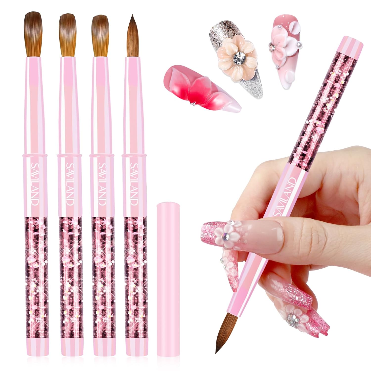 Buy now SAVILAND 3pcs Acrylic Nail Brush Set: Size 6,8,12 Professional Nail Brushes for Acrylic Application Acrylic Powder Nail Art Extension & 3D Carving Manicure Tools for Beginners Home DIY 4PCS Kolinsky Acrylic Nail Brush Set at indiglob india