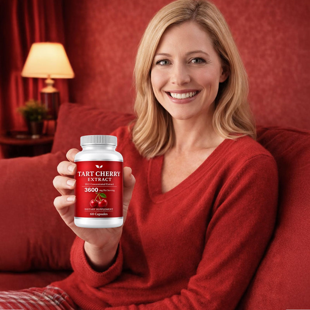 Tart Cherry Extract Capsules, Tart Cherry Extract 3600 mg 10:1, Vegan Non-GMO Dietary Supplement, 60 Capsules