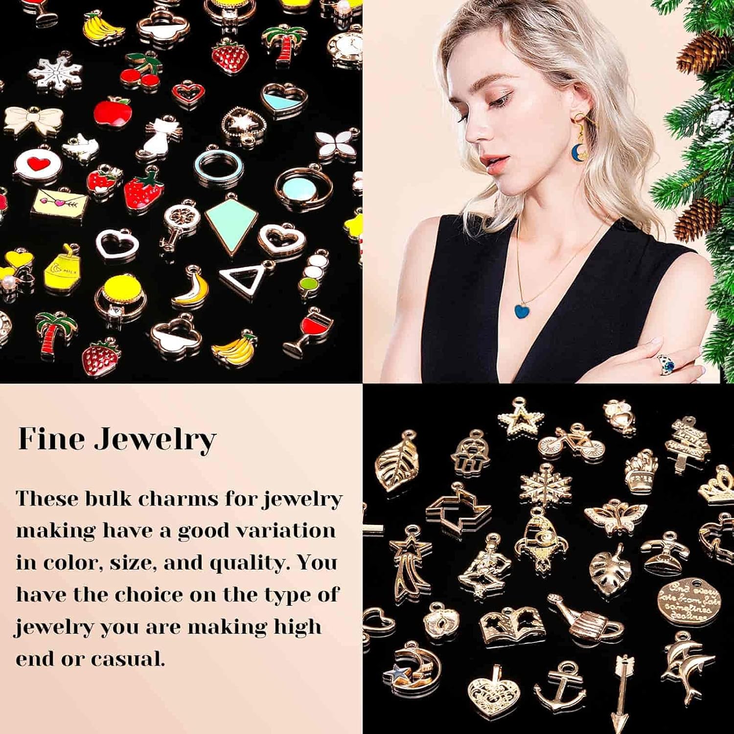 Buy now 200Pcs Charms for Jewelry Making, Assorted Wholesale Mixed Bulk Metal Earring Bangle Charms for DIY Necklace Bracelet Jewelry Making and Crafting (Assorted Color) at indiglob india