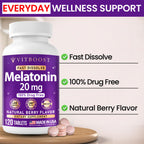 VITBOOST Melatonin 20mg Fast Dissolve Sleep Aid Tablets for Adults - 120 CT