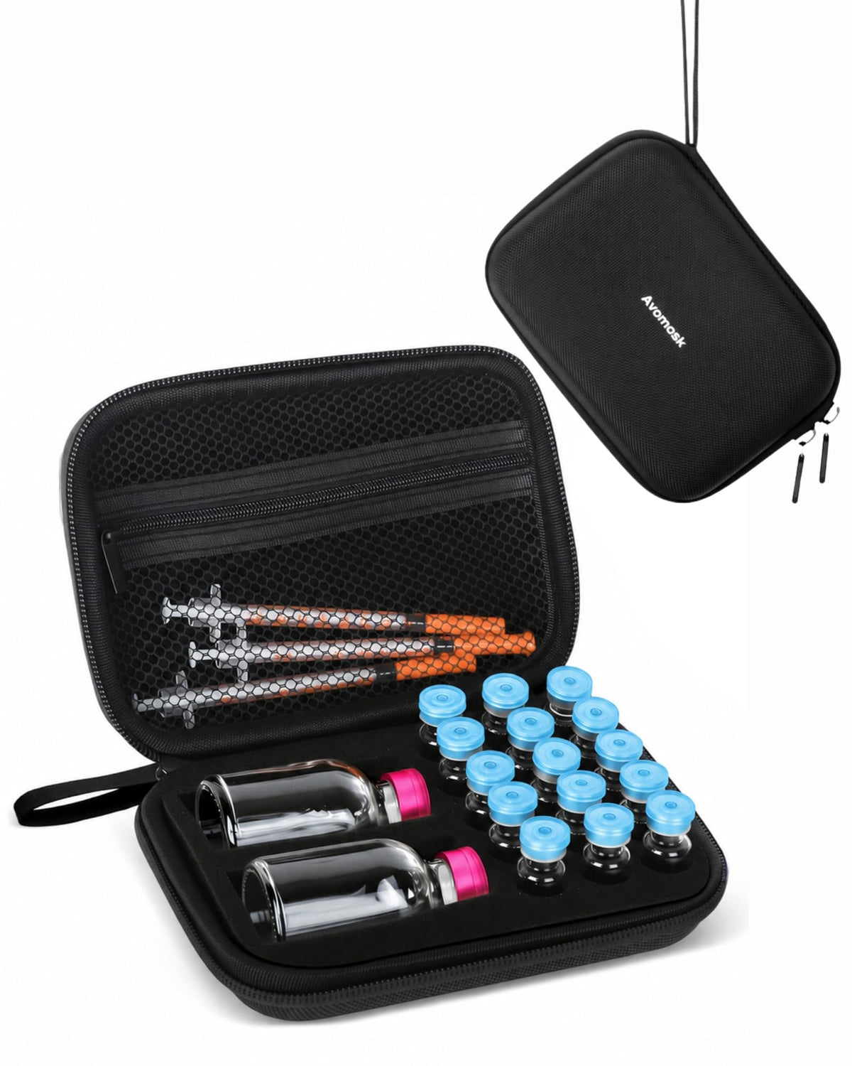 17 Slots Dual-Size 30ml and 3ml Peptide Case, BAC Water and Insulin Vial Case, Peptide Storage Case for Fridge and Travel, Fits Standard Vials (Case Only)
