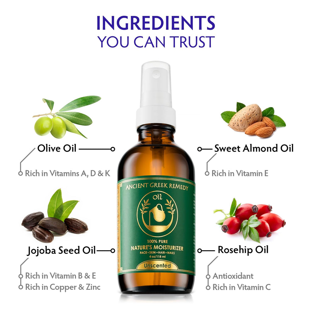 Buy now Ancient Greek Remedy Face Oil for Dry Skin - Organic Unscented Anti-Aging Facial Serum - Jojoba, Rosehip, Almond, Olive, Vitamin E - Fast Absorbing Hydrating Body Moisturizer for Women & Men 4 oz at indiglob india