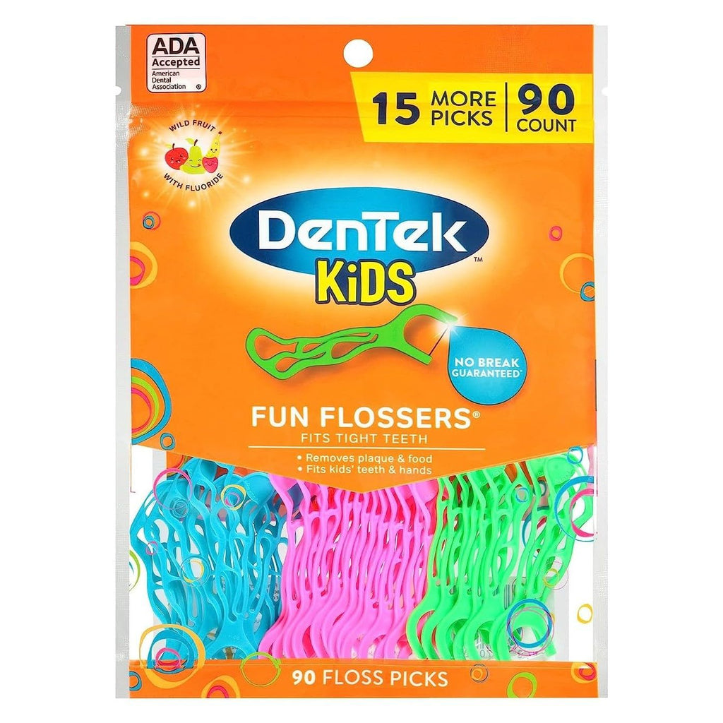 Buy now DenTek Fun Flossers â€“ Kids Floss Picks with Wild Fruit Flavor, 90 Count at indiglob india