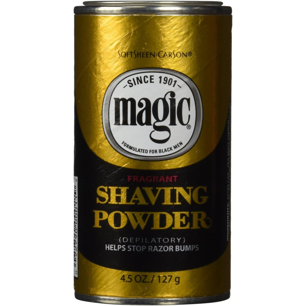 SoftSheen-Carson Magic Razorless Shaving for Men, Magic Shaving Powder with Fragrance, Coarse Textured Beards, Formulated for Black Men, Depilatory, Helps Stop Razor Bumps, Since 1901, 4.5 oz