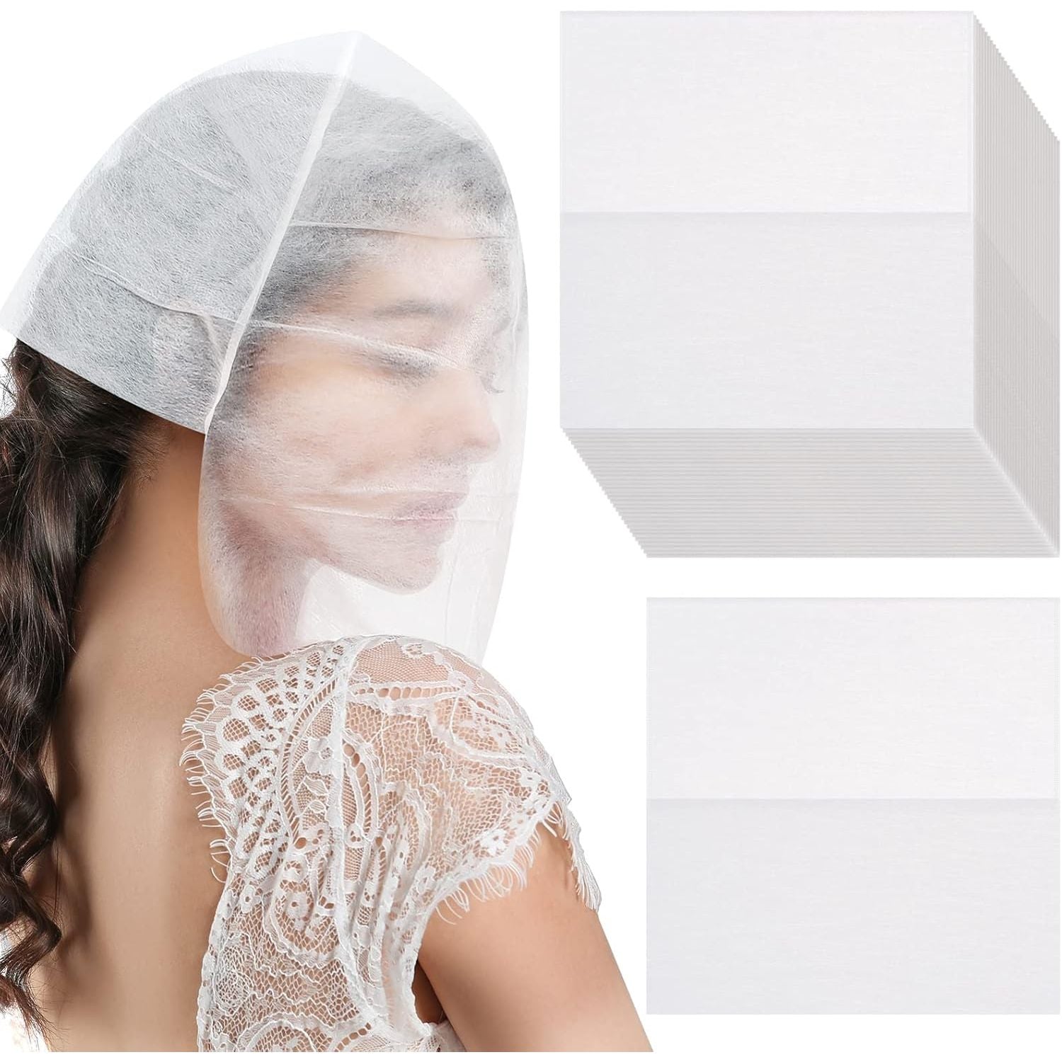 Buy now Tegeme 50 Pieces Face Makeup Protector Hood Disposable Cosmetic Mask Beauty Makeup and Clothing Dress Protector Face Mask for Women 150 at indiglob india