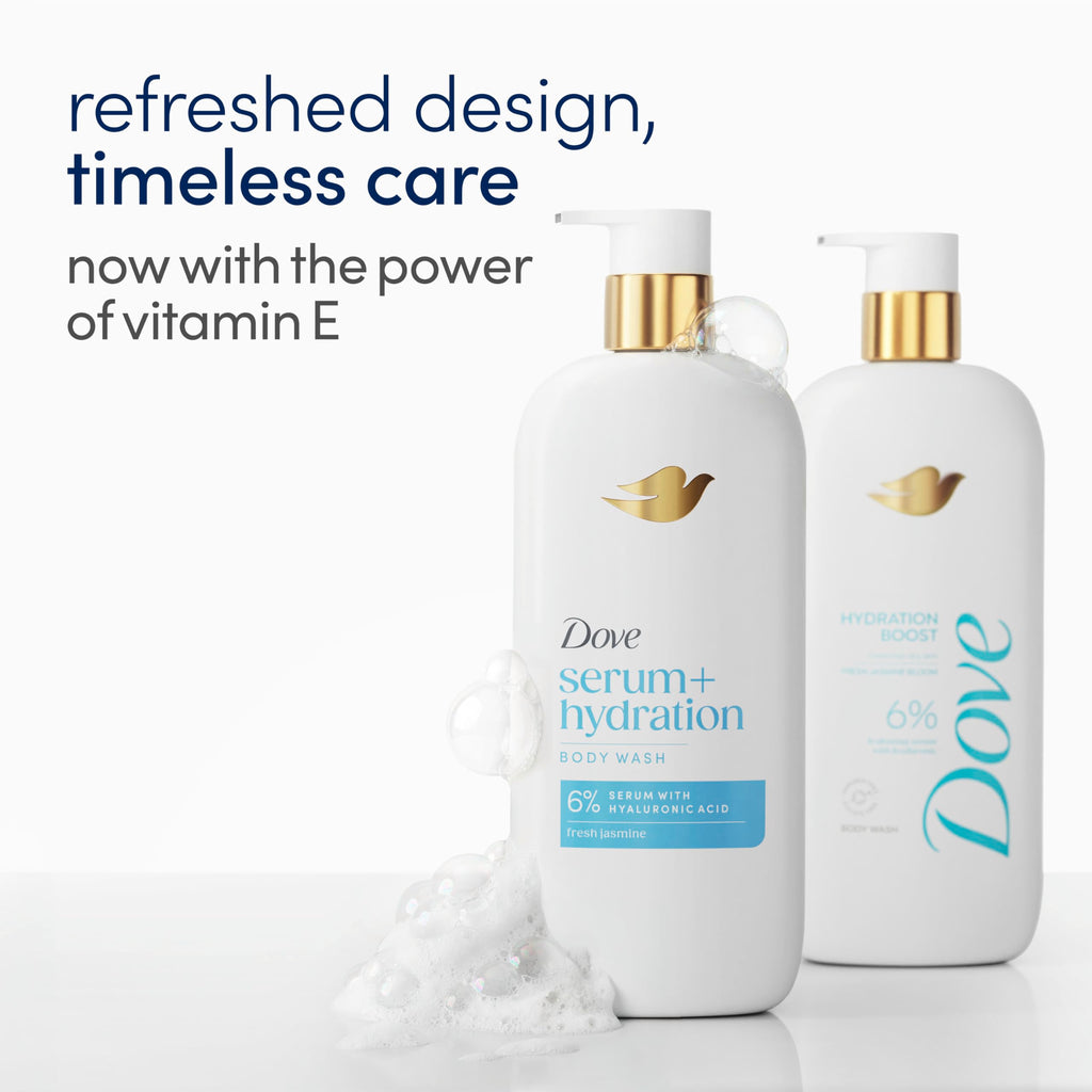 Dove Hydration Boost Serum Body Wash with Hyaluronic Acid, 18.5 oz | Serum-infused moisturizing body wash with 6% hydration serum and hyaluronic acid for dry, dehydrated skin
