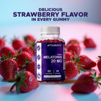 Vitamatic Melatonin 20 mg Gummies, Vegan, Strawberry, 60 Count | 20 mg Melatonin Per Serving, Promotes Relaxation & Sleep Support*, Plant-Based, Gluten Free, Non-GMO