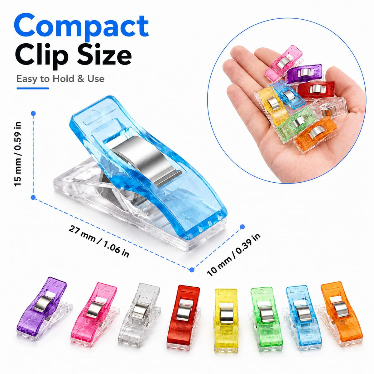 Sewing Clips Pack of 100, Fabric Clips for Quilting Binding & Crafts