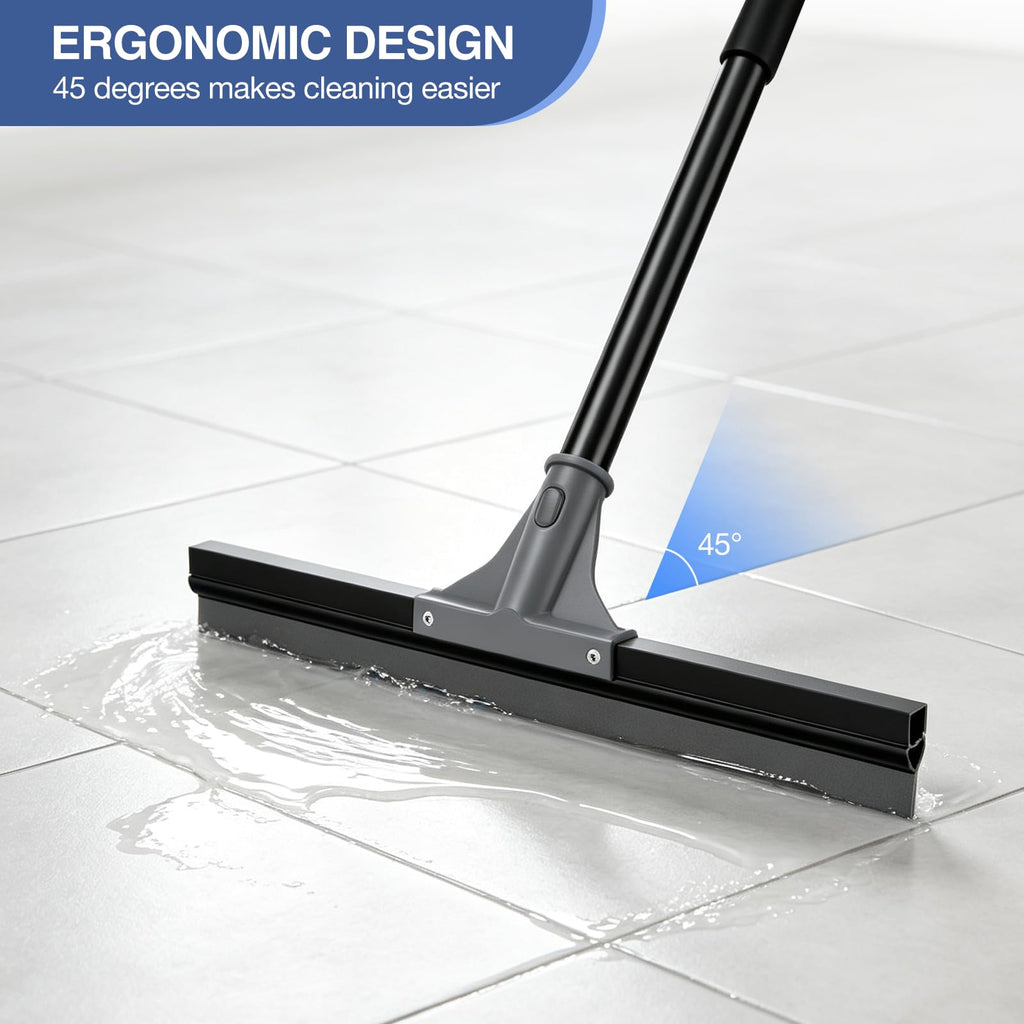 nacena Floor Squeegee with 62-in Long Adjustable Handle, Black Grey