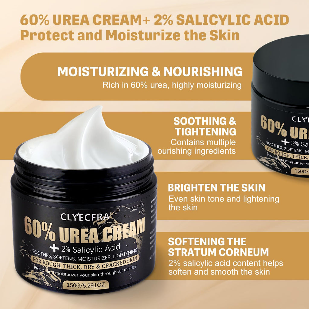 60% Urea Cream for Feet with 2% Salicylic Acid for Deep Hydration-150g | Urea Cream 60 Percent for Feet & Hands-Maximum Strength Moisturizer for Rough,Dry,Thick & Cracked Skin,Callus Remover