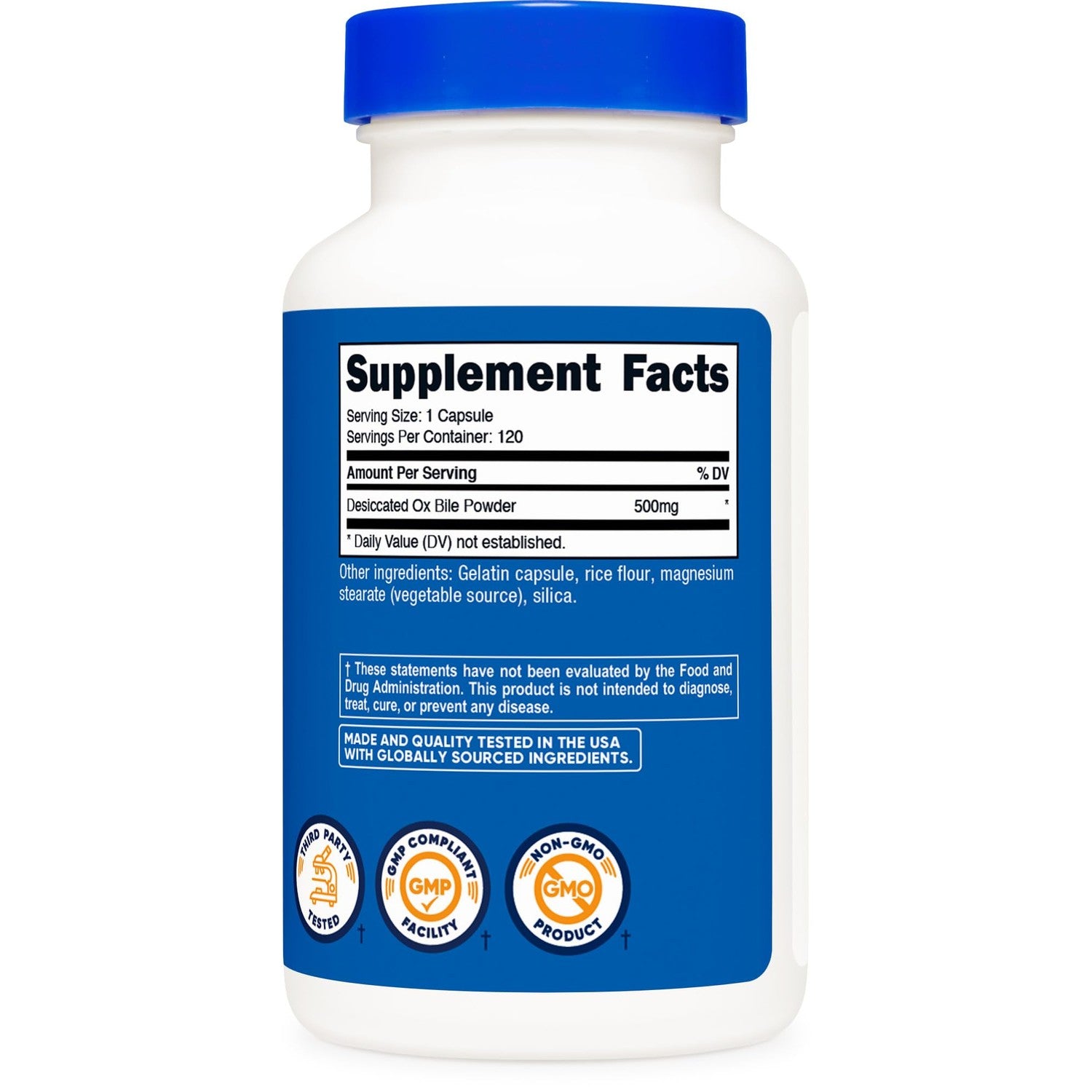 Nutricost Ox Bile Capsules 500mg Per Serving (120 Capsules) Gluten-Free | GMO-Free