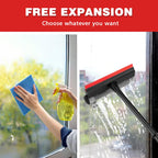 Professional 8.1" 2 in 1 Window Squeegee with 16" Long Handle,Car Squeegee for Gas Station,Home,Car，Glass,Shower,Outdoor High Window Cleaning