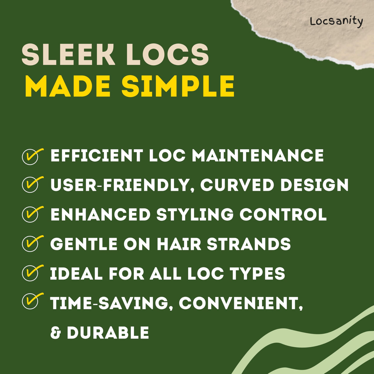 Locsanity Interlocking Tool for Microlocs - Curved Ergonomic Retightening Tool for Dreadlocks, Sisterlocks & Medium Locs Maintenance - DIY Hair Tool Kit