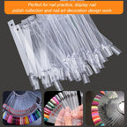 50Pcs Nail Swatch Sticks, Nail Polish Practice Display Tips, Clear | Nail Art Sample Sticks, Color Display Polish Board, Fan Shape with Number Sticker and Hanging Ring