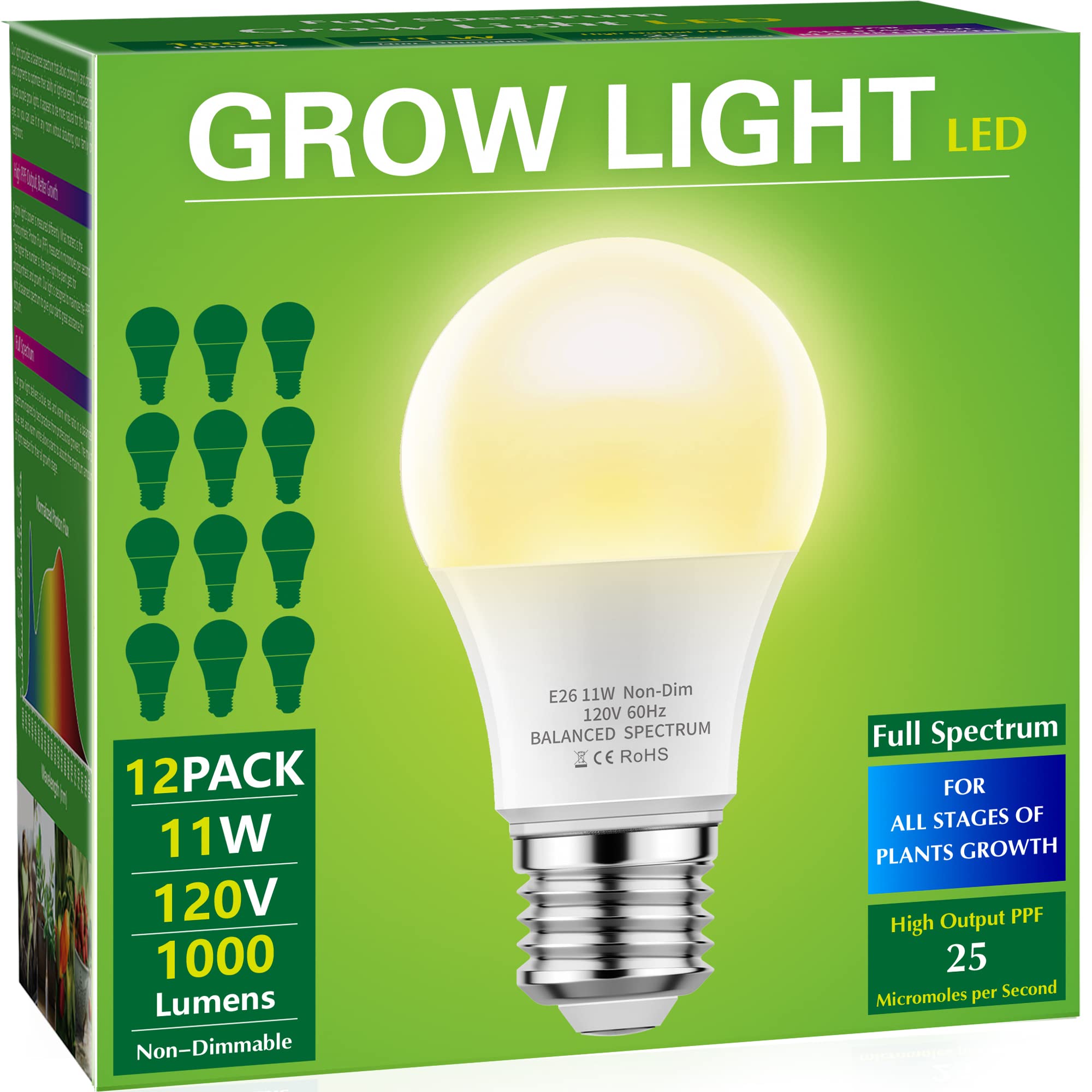 Buy now Grow Light Bulbs, Briignite LED Grow Light Bulb A19 Bulb, Full Spectrum Grow Light Bulb, Plant Light Bulbs E26 Base, 11W Grow Bulb 100W Equivalent, Grow Light for Indoor Plants, Seed Starting, 2Pack at indiglob india