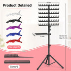 Hemndic Braiding Hair Rack with Tray, 2-sided 144 Pegs, Heavy Duty Braiding Rack Stand for Hair, Height Adjustable Standing Hair Extension Holder with Storage Bag & Braiding Accessories