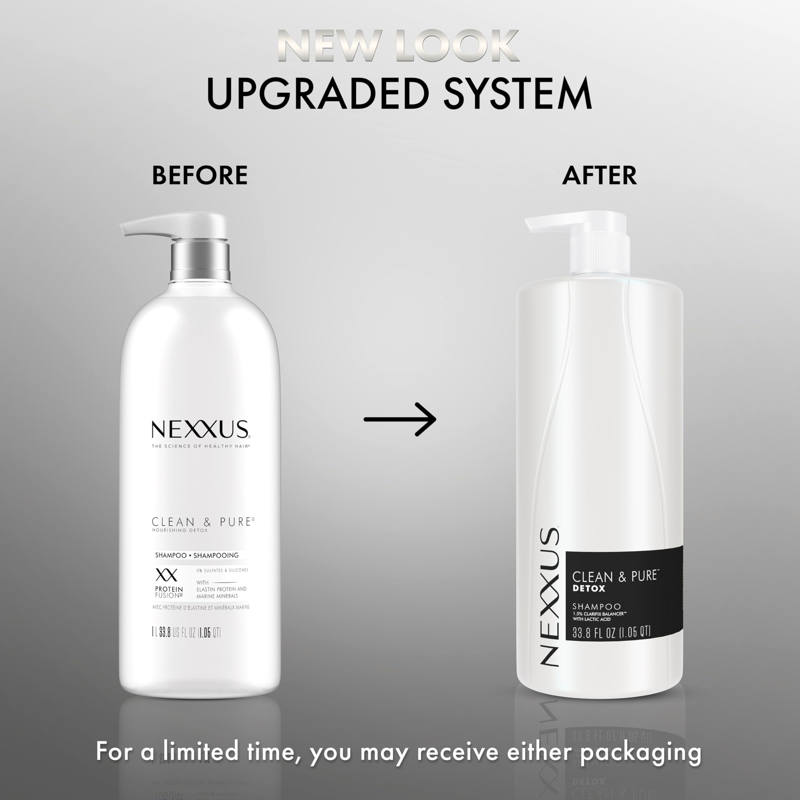 Nexxus Clean & Pure Detox Clarifying Shampoo 33.8 oz | Professional-level detox, For hair with buildup, For oily hair, Optimized PH to promote scalp health
