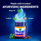 Buy now Vicks Vaporub Relief from Cold, Cough, Blocked Nose, Headache, Body ache, Muscular Stiffness and Breathing Difficulty, 105ml at indiglob india